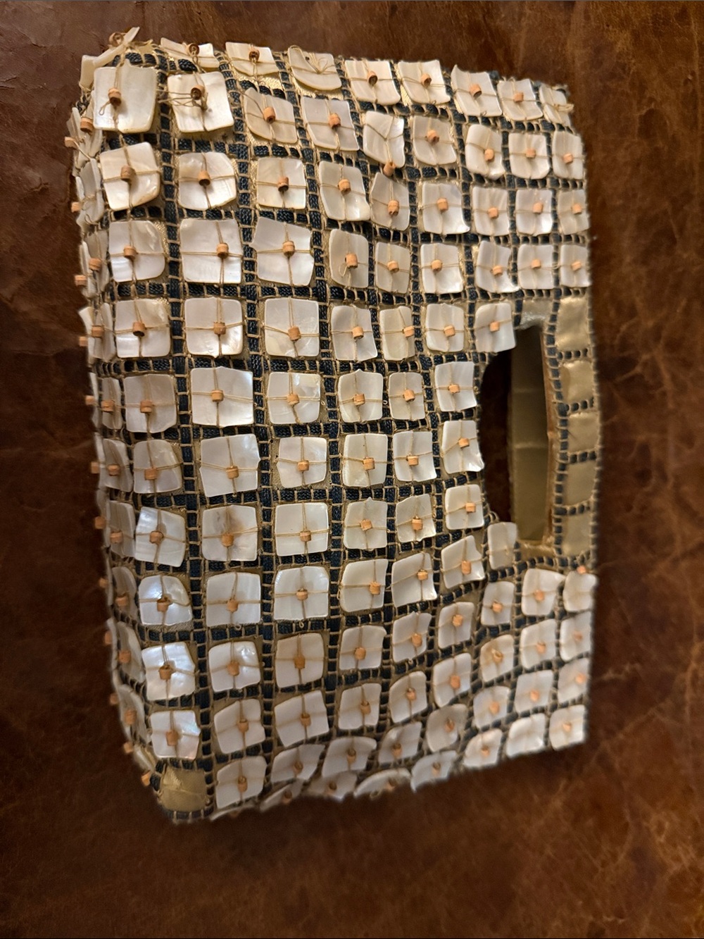 ALDO Vintage Mother of Pearl Shell Tile Mosaic Evening Bag